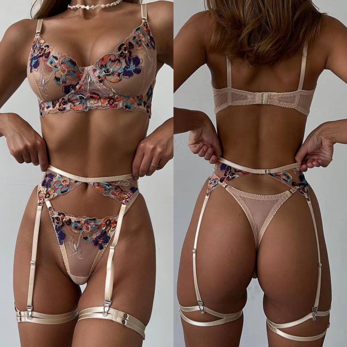 Luxury Skincare Sets - Krasapt Lüks Nakış See-through Lingerie 4